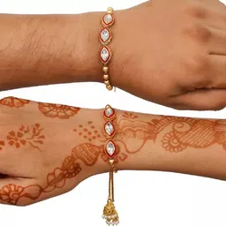 catalyst Bhaiya Bhabhi CR : 67 THREE WHITE MARKISS Kundan Rakhi Set-picture-16