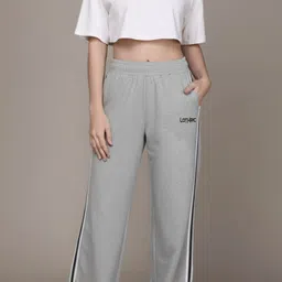 lothric Women Striped Grey Track Pants image 4