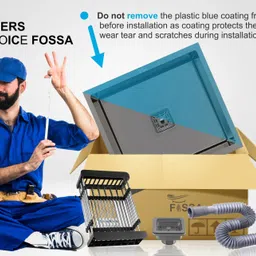 fossa 18"x16"x09" Inch Single Bowl SS-304 Grade Handmade Kitchen Sink Matte Finish FHS-01BLACK Vessel Sink image 4