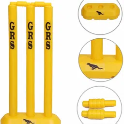 grs Kids Zone Plastic Cricket Bat with Wicket Set & 1 Tennis Ball for Kids (Size 3, Age 6-10 Year Old Kids), Wood Cricket Kit image 3