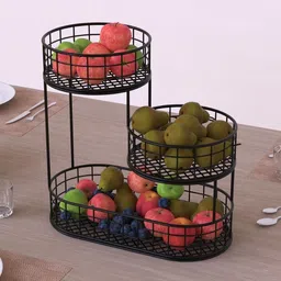 prime krafts 3 Tier Countertop Storage Organizer for Home and Kitchen, Multipurpose Iron Fruit & Vegetable Basket-picture-17