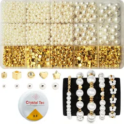 indikonb Round Spacer Beads for Jewellery Making | Gold & Silver Charms image 1