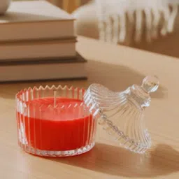 auracent Stylish Crystal Jar Gel Wax Scented Candle | Premium Decorative Glass Candle Candle image 3