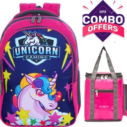 myron Unicorn 1st/2nd/3rd/4th & 5th Class School Bag + Lunch Bag Combo for Girls Waterproof School Bag-picture-10