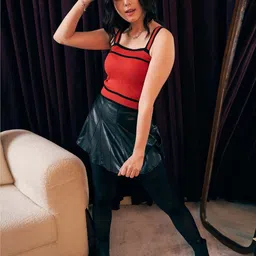 Berrylush Orange Ribbed Sleeveless Crop Acrylic Top-picture-11