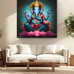 999Store Teal & Pink Canvas Religious Wall Paintings-image-7