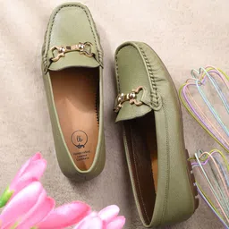 Egoss Women Embellished Lightweight Leather Loafers-image-26