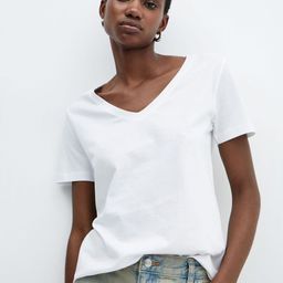 MANGO V-Neck Pure Cotton T-shirt-picture-1