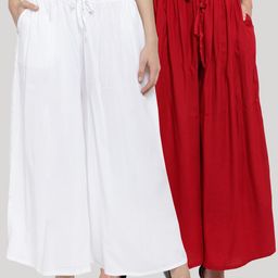 Clora Creation Women Red & White Solid Wide Leg Palazzos-picture-22