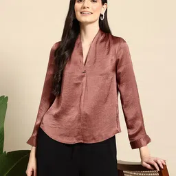 Mast & Harbour Satin-Finish Crinkled Top image 1