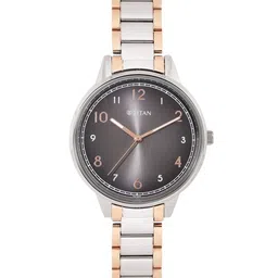 Titan Women Textured Dial & Stainless Steel Bracelet Style Strap Analogue Watch 2648KM02-image-48