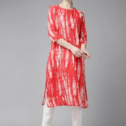 Aarika Women Red & White Printed Cotton Kurta-image-94
