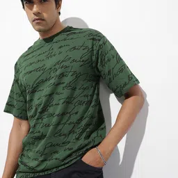 The Roadster Life Co. Pure Cotton Typography Printed Relaxed Fit T-shirt-picture-55