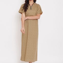 The Kaftan Company Women Brown Printed Nightdress-picture-24