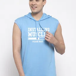Friskers Men Turquoise Blue Printed Hood T-shirt-picture-35