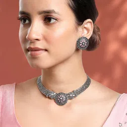 Peora Silver-Plated Stone-Studded Jewellery Set-picture-14