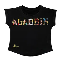 Disney by Wear Your Mind Girls Black Aladdin Printed Round Neck T-shirt-picture-50