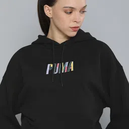 Puma Women Black Graphic Embroidered Hooded Sweatshirt-picture-27