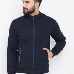 Spirit Men Navy Blue Solid Hooded Sweatshirt-picture-15