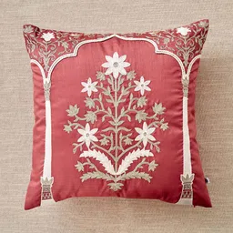 Home Centre Velour Pink 5 Pieces Classical Floral Embroidered Square Cushion Covers-image-82