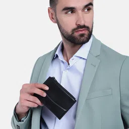 Calvin Klein Men Solid Leather Zip Around Wallet image 4