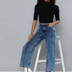 Flying Machine Women Wide Leg Heavy Fade Acid Wash Stretchable Jeans-image-38