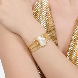 Zaveri Pearls Studded Gold-Plated Cuff Bracelet-picture-54