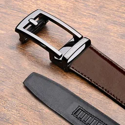 LOUIS STITCH Premium VT Leather Gunmetal Black Buckle Auto Lock Belt-picture-23