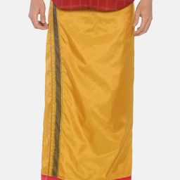Sethukrishna Men Mustard Orange Solid Readymade Dhoti-picture-17