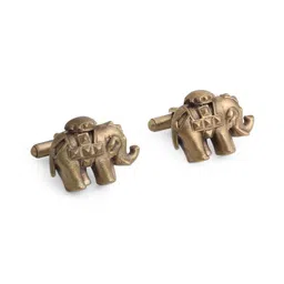 COSA NOSTRAA Antique Gold-Toned Elephant-Shaped Cufflinks-image-4