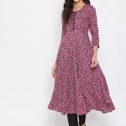 Tissu Women Maroon Floral Printed Anarkali Kurta-picture-10