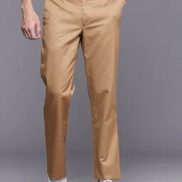 Louis Philippe Men Slim Fit Pure Cotton Trousers-image-65