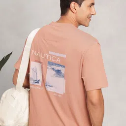 Nautica Photographic Printed Drop-Shoulder Sleeves Pure Cotton Relaxed Fit T-shirt-picture-57