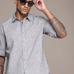 The Roadster Life Co. Textured Self Design Roll-Up Sleeves Casual Shirt-image-80