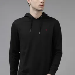Van Heusen Men Black Solid Hooded Sweatshirt-image-26