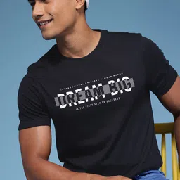 HERE&NOW Pure Cotton Typography Printed T-shirt image 1