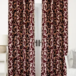 Home Sizzler Maroon & Beige Set of 2 Long Door Curtains-image-32