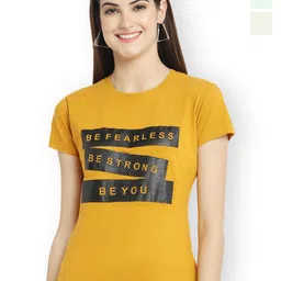 Fabflee Women Multicoloured 3 Printed T-shirt-image-91