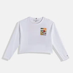 Tommy Hilfiger Girls Brand Logo Printed Pure Cotton Cropped T-shirt-picture-38