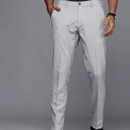 Louis Philippe Ath.Work Men Mid-Rise Checked Tapered Fit Chinos-picture-23