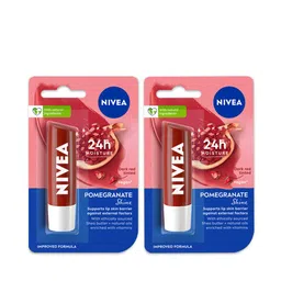 NIVEA Set of 2 Lip Balm 4.8 gm Each - Pomegranate-picture-37