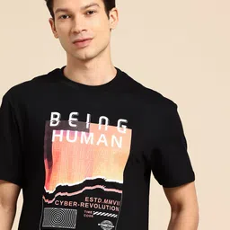 Being Human Pure Cotton Brand Logo Printed Relaxed Fit T-shirt-picture-21