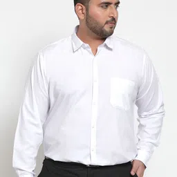 plusS Men White Comfort Regular Fit Solid Formal Shirt-picture-35