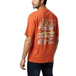 glitchez Orange Relaxed Fit Typography T-shirt-picture-46