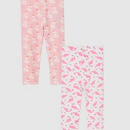 Juniors by Lifestyle Girls Pack Of 2 Conversational Printed Pure Cotton Leggings-picture-58