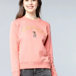 Tokyo Talkies Women Peach-Coloured Printed Sweatshirt-picture-24