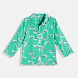mothercare Infant Boys Green & White Animal Print Pure Cotton Casual Shirt-image-72