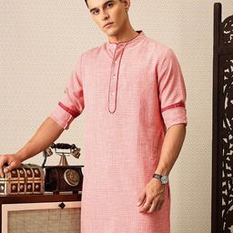 House of Pataudi Checked Jashn Kurta-picture-28