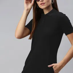 The Souled Store Black Solid T-shirt Dress-image-2