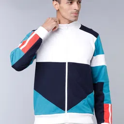 HIGHLANDER Men White & Blue Colourblocked Sweatshirt-picture-31